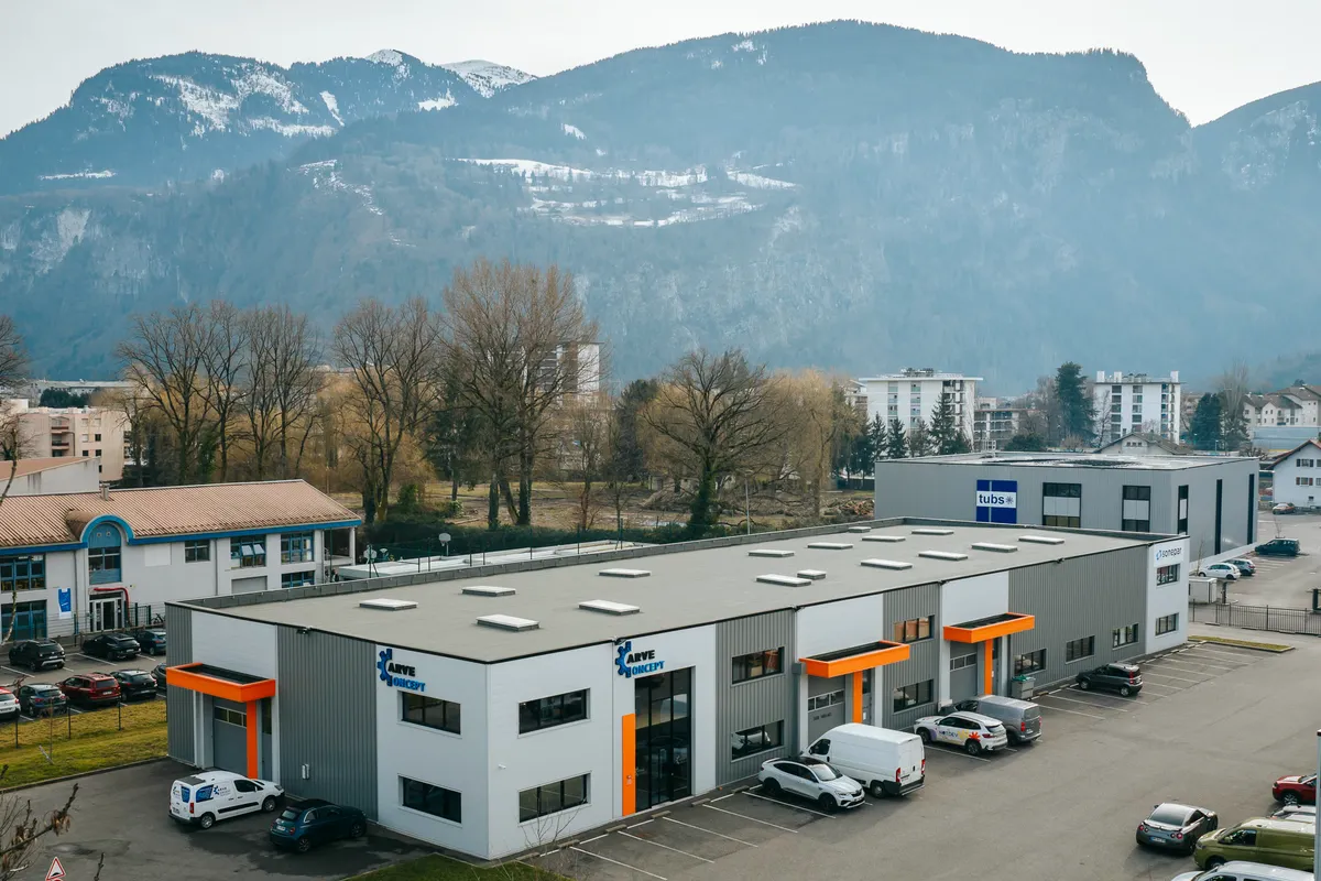 Locaux Arve Concept à Cluses vus du ciel